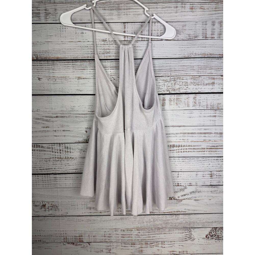 Urban Outfitters Lola Thermal Waffle Knit Tank Babydoll Medium Gray Coastal Boho - Picture 2 of 6